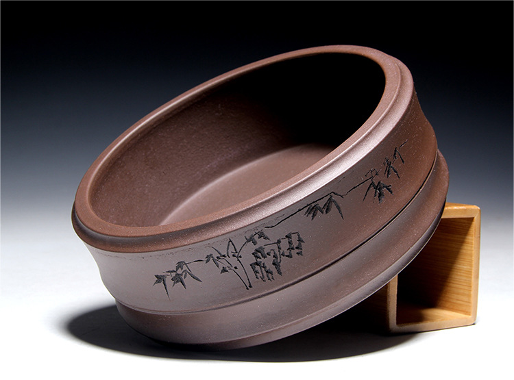 Yixing Raw Ore Purple Sand Washed Tea Basin Bamboo Writing-Brush Washer Hand-Carved Kombucha Accessories Yixing Raw Ore Purple Sand Washed Tea Basin Bamboo Writing-Brush Washer Hand-Carved Kombucha Accessories
