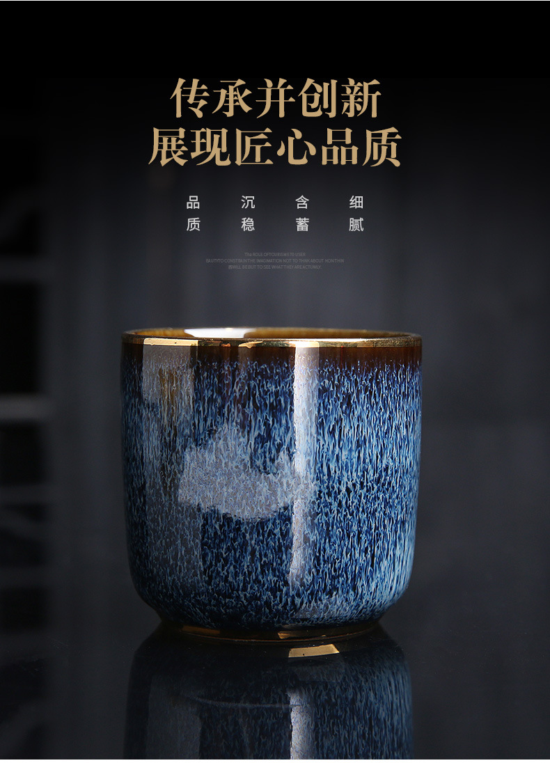 Dragon Phoenix Couple Cups Kiln Baked Master Cup Tianmu Rabbit Hair Writing Brush Large Single Cup Pu'er Kung Fu Tea Cup