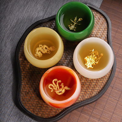 Dragon Phoenix Couple Cups Kiln Baked Master Cup Tianmu Rabbit Hair Writing Brush Large Single Cup Pu'er Kung Fu Tea Cup