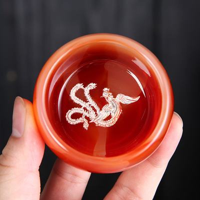 Dragon Phoenix Couple Cups Kiln Baked Master Cup Tianmu Rabbit Hair Writing Brush Large Single Cup Pu'er Kung Fu Tea Cup