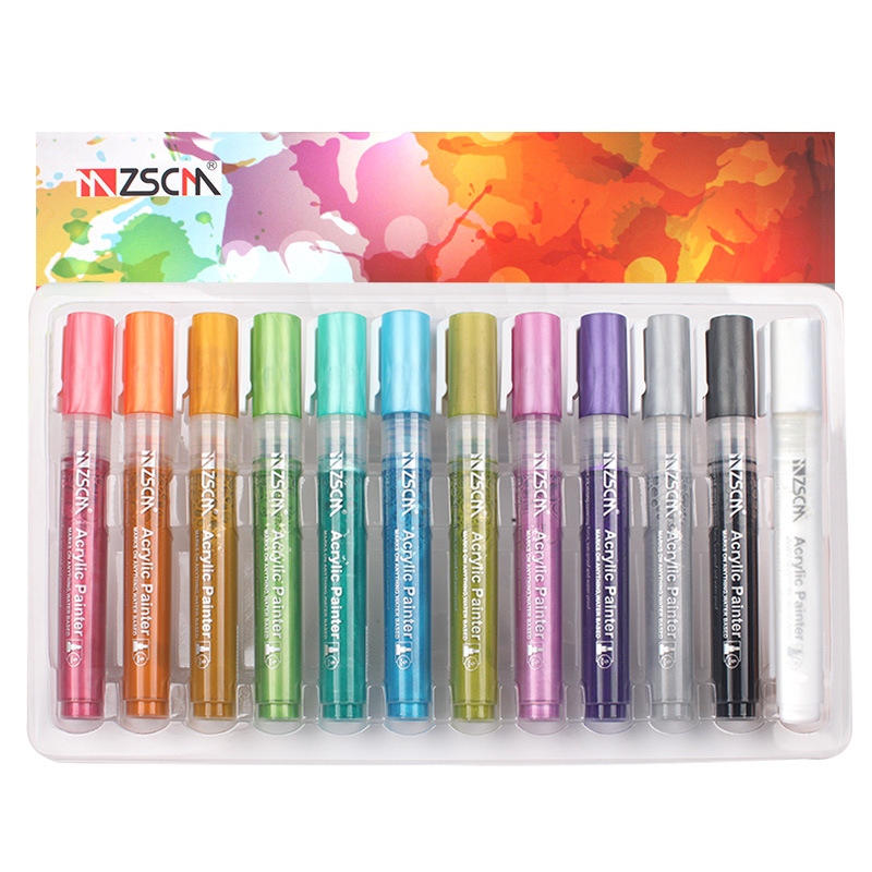 Stationery Marking Pen Acrylic Marker Pen Liquid Chalk 12 Colors Large Capacity Water-Based Acrylic Brush DIY Marking Pen