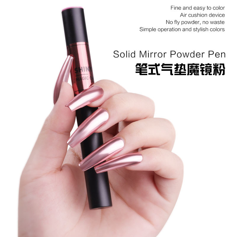 Manicure Air Cushion Magic Pen Air Cushion Magic Mirror Effect Powder Laser Highlighter Marker Solid Chalk Phantom Nail Brush Exclusive for Cross-Border
