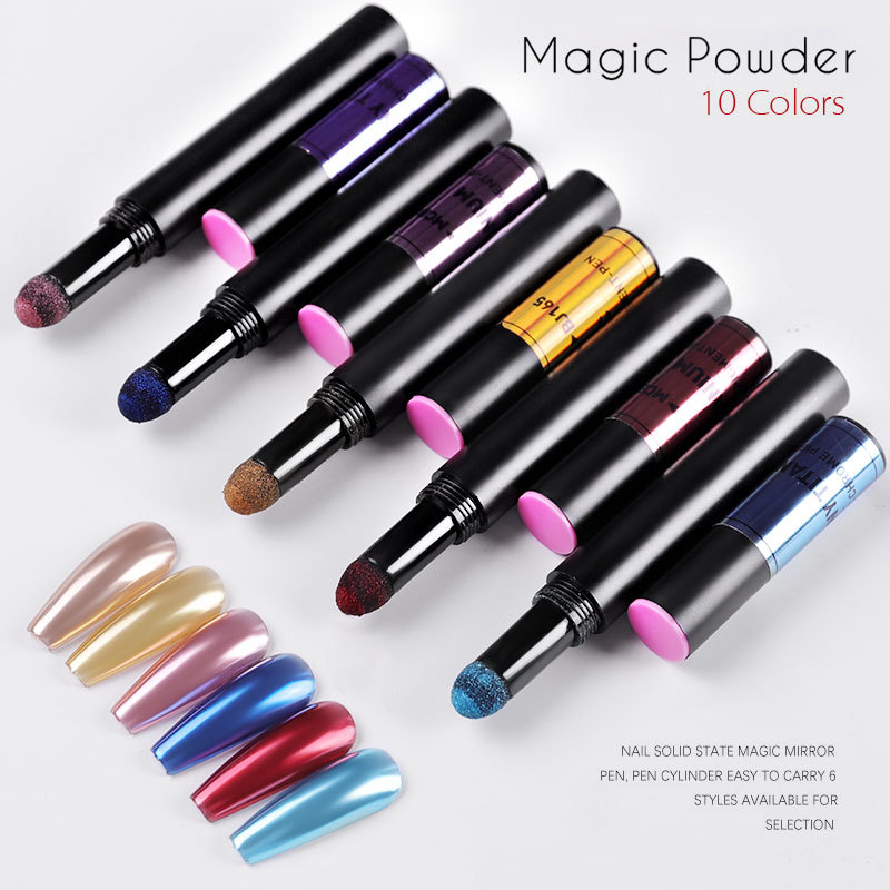 Manicure Air Cushion Magic Pen Air Cushion Magic Mirror Effect Powder Laser Highlighter Marker Solid Chalk Phantom Nail Brush Exclusive for Cross-Border