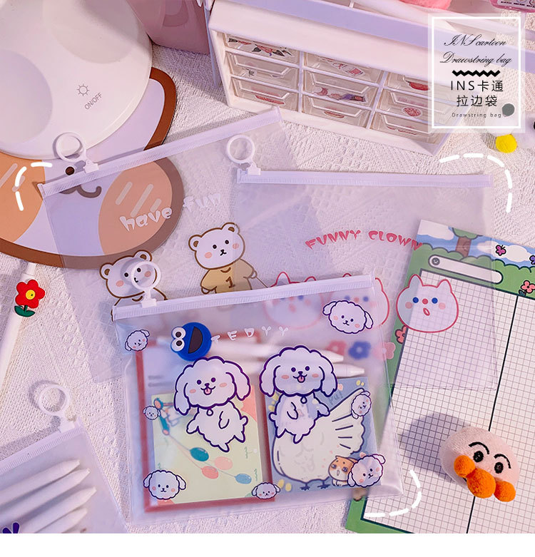 Express and simple pen bag in Korean ins style waterproof storage bag learning stationery students heart of stationery bag