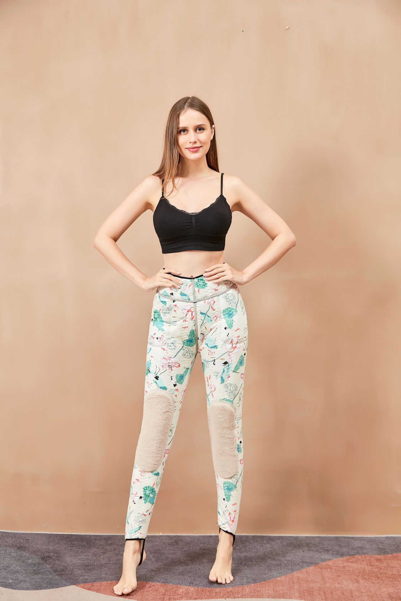New Large Size Silk Outer Wear Velvet Padded Leggings Women's Warm Kneecap High Waist One-Piece Trousers Graphene Cotton Pants