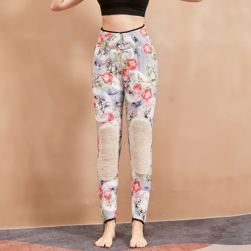 Warm Kneecap High Waist One-Piece Trousers Autumn and Winter Graphene Cotton Pants Large Size Silk Outer Wear plus Velvet Thick Leggings Women