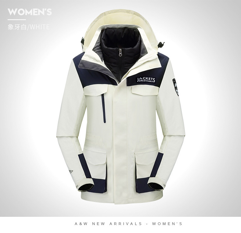2 Winter Warm Men's Assault Jacket down Feather Liner Couple Outdoor Three in One Two-Piece Set Tibetan Mountaineering Cold Protective Clothing Female