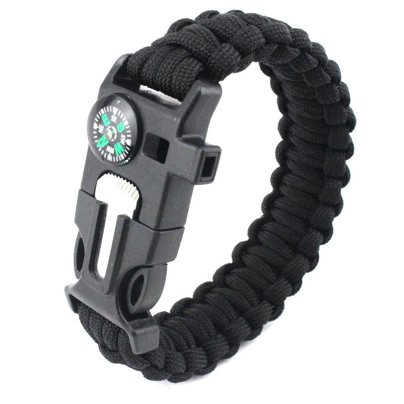 Outdoor Camping Firestone Compass Multifunctional Bracelet Parachute Cord Braided Bracelet Outdoor Emergency Survival Bracelet