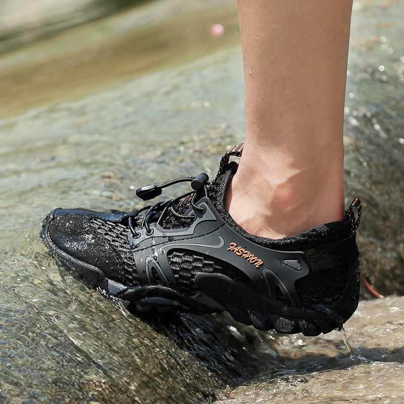 Men&#039;s Shoes Summer Breathable Mesh Hiking Shoes Fashion Wading Shoes Stitching Mesh Casual Travel Shoes Outdoor Stream Trekking Shoes