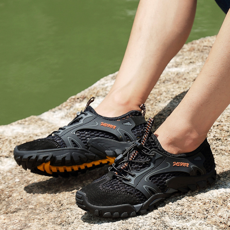 Men&#039;s Shoes Summer Breathable Mesh Hiking Shoes Fashion Wading Shoes Stitching Mesh Casual Travel Shoes Outdoor Stream Trekking Shoes