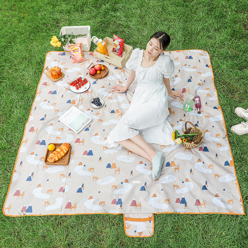Collection Outdoor Picnic Mat Parent-Child Spring Outing Picnic Blanket Thickened Oxford Cloth Moisture Proof Pad Picnic Tent Floor Mat Portable