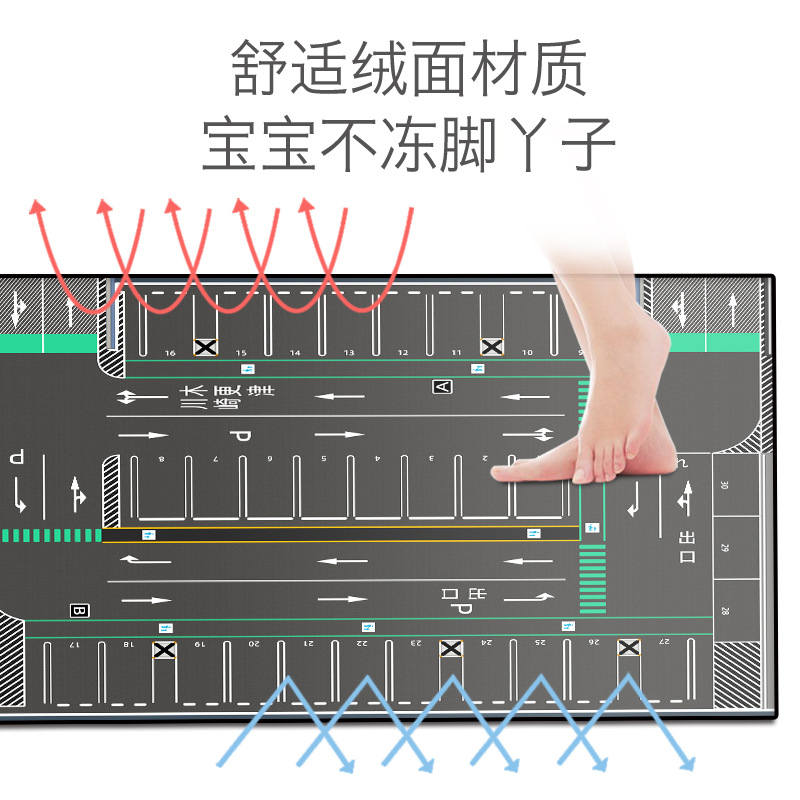 Children&#039;s Urban Traffic Scene Picture Floor Mat Road Crawling Mat Car Model Outdoor Parking Lot Track Game Blanket Mat