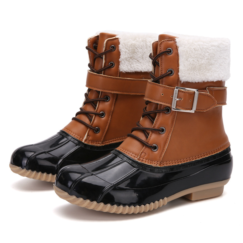 Amazon Cross-Border Winter Outdoors plus Size Women&#039;s Shoes High-Top Velvet Cotton Shoes Warm Duck Hunting Shoes Leisure Snow Boots Women