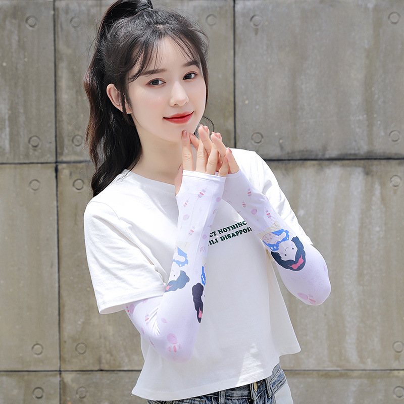 Free Shipping Ice Sleeve Sun Protection Ice Silk Fragrance Oversleeve Female Riding Arm Guard Sleeves Driving Gloves All-Match Ice Ins Oversleeves