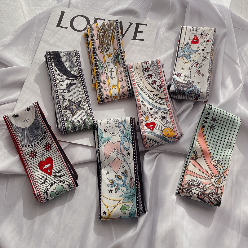 Small Long Silk Scarf for Women Spring and Autumn Fashionable Arm Bag Ribbon Versatile Korean Small Scarf Headband Hair Band Scarf Small Long Silk Scarf for Women Spring and Autumn Fashionable Arm Bag Ribbon Versatile Korean Small Scarf Headband Hair Band Scarf