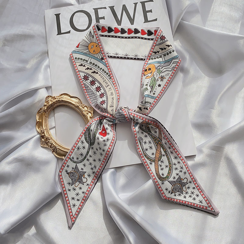 Small Long Silk Scarf for Women Spring and Autumn Fashionable Arm Bag Ribbon Versatile Korean Small Scarf Headband Hair Band Scarf Small Long Silk Scarf for Women Spring and Autumn Fashionable Arm Bag Ribbon Versatile Korean Small Scarf Headband Hair Band Scarf