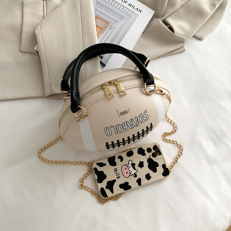 Funny Basketball Bag for Women 2021 New Popular Online Red Korean Style Personalized Creative One-Shoulder Crossbody Chain Rugby Bag
