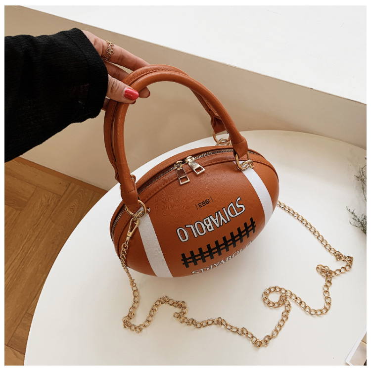Funny Basketball Bag for Women 2021 New Popular Online Red Korean Style Personalized Creative One-Shoulder Crossbody Chain Rugby Bag Funny Basketball Bag for Women 2021 New Popular Online Red Korean Style Personalized Creative One-Shoulder Crossbody Chain Rugby Bag