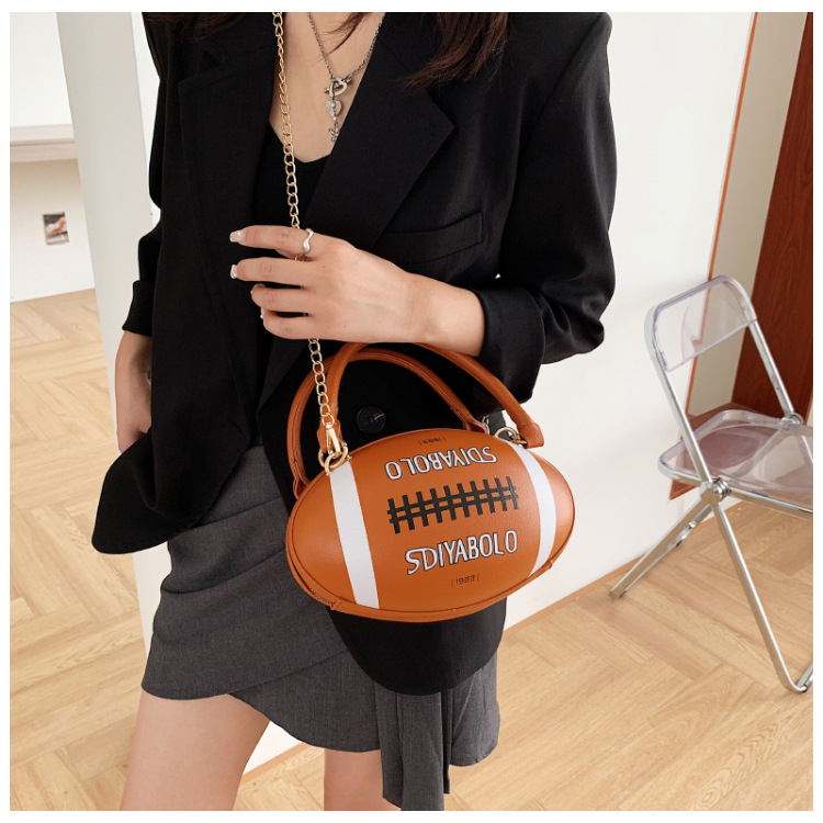 Funny Basketball Bag for Women 2021 New Popular Online Red Korean Style Personalized Creative One-Shoulder Crossbody Chain Rugby Bag Funny Basketball Bag for Women 2021 New Popular Online Red Korean Style Personalized Creative One-Shoulder Crossbody Chain Rugby Bag