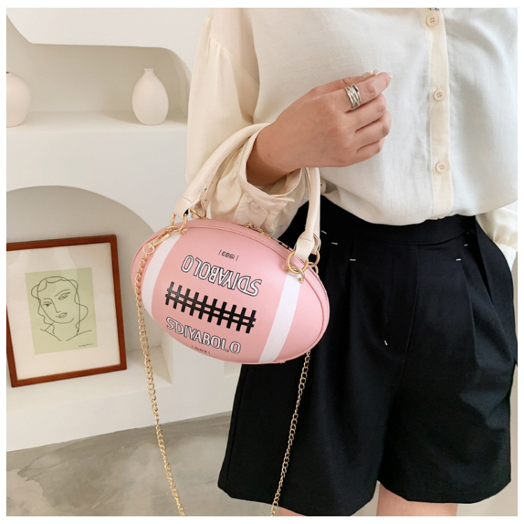 Funny Basketball Bag for Women 2021 New Popular Online Red Korean Style Personalized Creative One-Shoulder Crossbody Chain Rugby Bag Funny Basketball Bag for Women 2021 New Popular Online Red Korean Style Personalized Creative One-Shoulder Crossbody Chain Rugby Bag