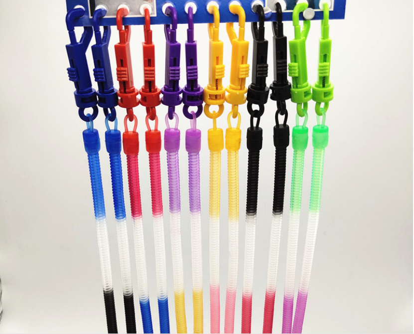 Environment-friendly TPU plastic spring rope p-knot key hanging rope three-color slingshot line anti-loss rope mobile phone rope