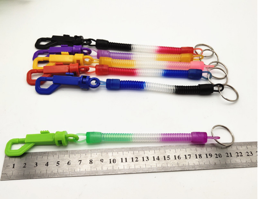 Environment-friendly TPU plastic spring rope p-knot key hanging rope three-color slingshot line anti-loss rope mobile phone rope
