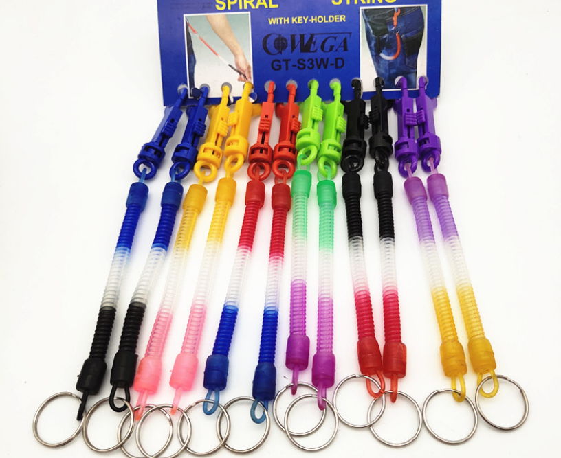 Environment-friendly TPU plastic spring rope p-knot key hanging rope three-color slingshot line anti-loss rope mobile phone rope