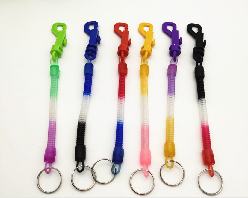 Environment-friendly TPU plastic spring rope p-knot key hanging rope three-color slingshot line anti-loss rope mobile phone rope