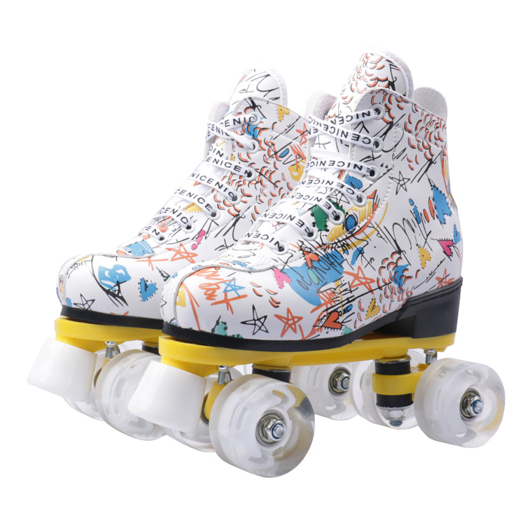 SOURCE Manufacturer Children Adult Double Row the Skating Shoes Roller Skates Double Row Wheel Skates Flashing Wheel Skating Rink Wholesale