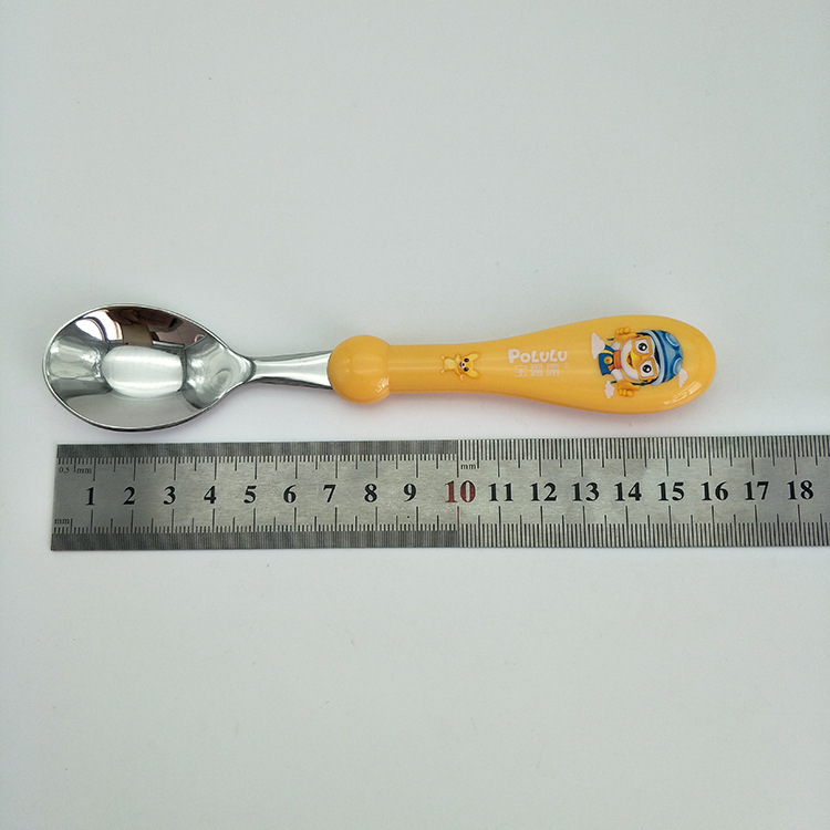 Pororo Children Spoon Baby Rice Spoon Soup Spoon 304 Stainless Steel Feeding Spoon Tableware Maternal and Child Supplies Long Handle