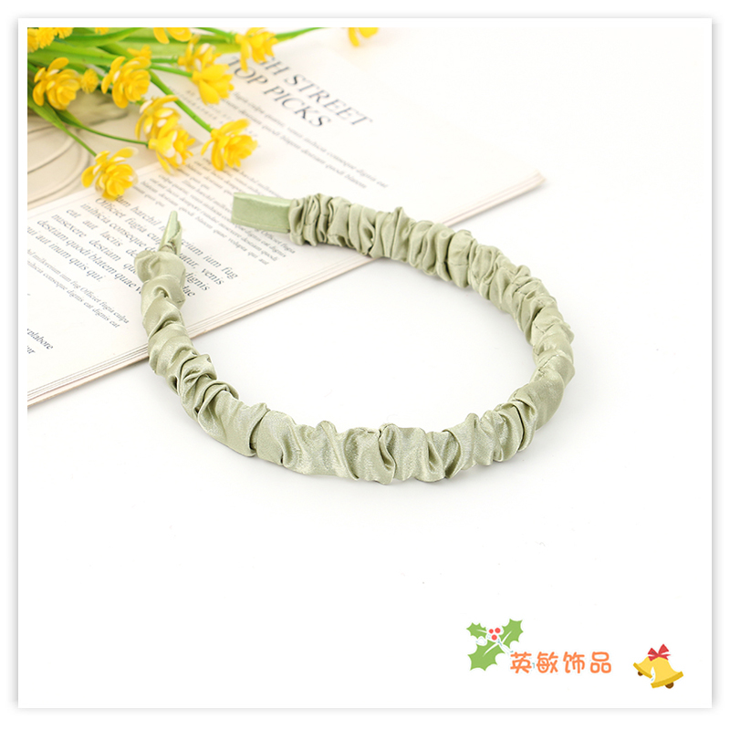 Korean Style All-Match Cream Satin Bubble Pleated Fabric Headband Internet Celebrity Sweet All-Matching Headband Face Wash Headband Korean Style All-Match Cream Satin Bubble Pleated Fabric Headband Internet Celebrity Sweet All-Matching Headband Face Wash Headband