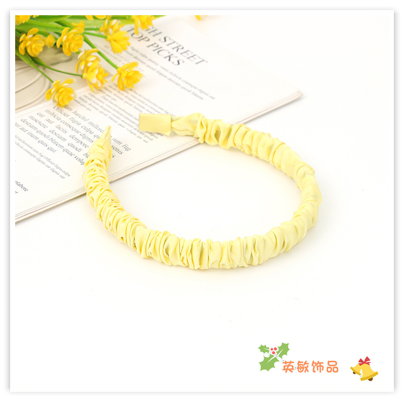 Korean Style All-Match Cream Satin Bubble Pleated Fabric Headband Internet Celebrity Sweet All-Matching Headband Face Wash Headband Korean Style All-Match Cream Satin Bubble Pleated Fabric Headband Internet Celebrity Sweet All-Matching Headband Face Wash Headband
