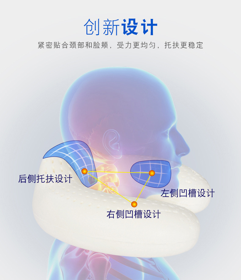 Factory Direct Sales Thailand Natural Latex Travel U-Shaped Latex Pillow Neck Pillow Cervical Pillow Aircraft Pillow U-Shaped Neck Pillow