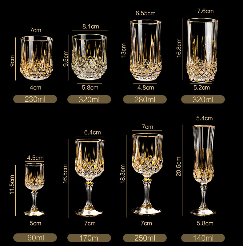 France Imported Gold Painting CDA Whiskey Shot Glass European Style Crystal Glasses Red Wine Glass Whiskey Glass Diamond Champagne Glass France Imported Gold Painting CDA Whiskey Shot Glass European Style Crystal Glasses Red Wine Glass Whiskey Glass Diamond Champagne Glass