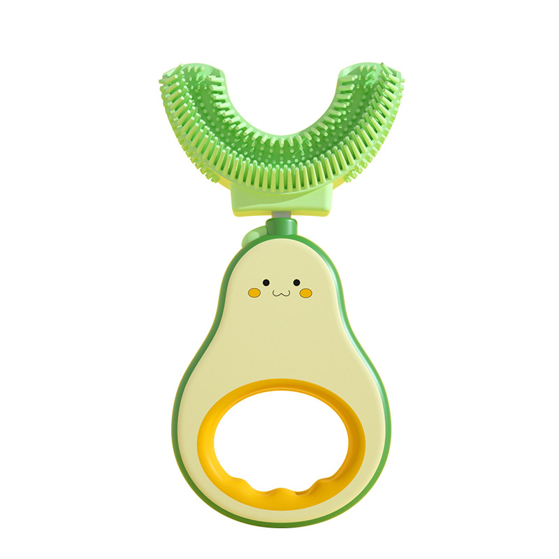 Avocado Manual Children&#039;s U-Shaped Toothbrush Cleaning Oral Baby Q Cute Tooth Protection U-Shaped Silicone Design Order Factory