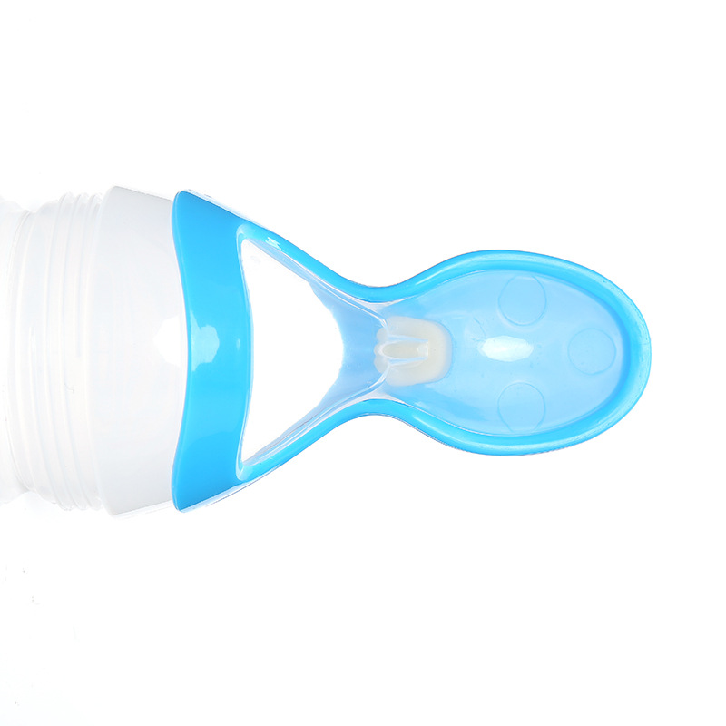 Baby with suction cup rice paste bottle soft silica gel Baby auxiliary food god extruded tumbler type rice such as \&#034;bean tool