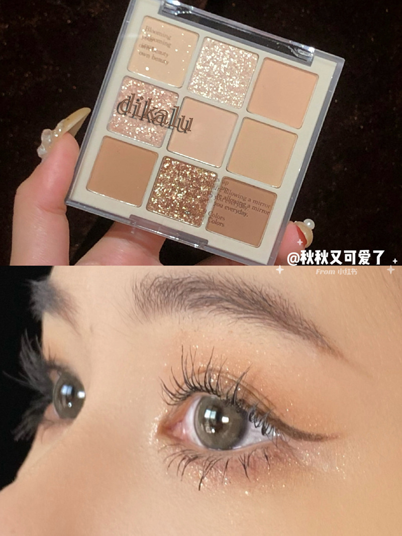 Milk Tea Nine-Color Eye Shadow Nine-Grid Eye Shadow 9-Color Transparent Acrylic Plate Beads Matte Nude Color Series Cross-Border
