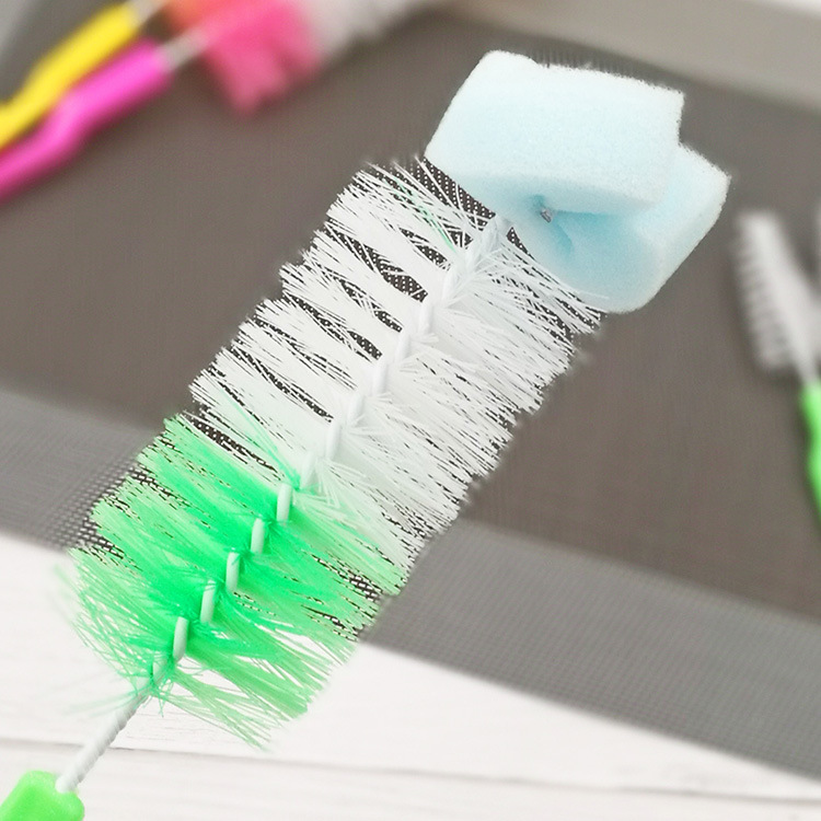 Creative Two-in-One Sponge Long Handle Tea Cup Brush Baby Bottle Brush Pacifier Brush Two-Piece Set Cup Brush Cup Brush Cup Brush