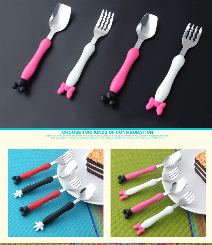 cartoon spoons children's forks spoon Ins lovely handle west cutlery kindergarten rice mouse mother and child store gift