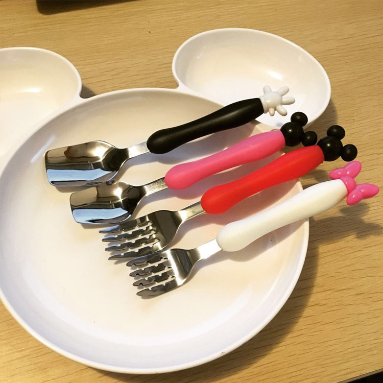 cartoon spoons children's forks spoon Ins lovely handle west cutlery kindergarten rice mouse mother and child store gift