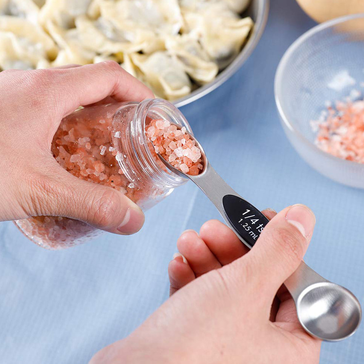 Baking Tool Stainless Steel Measuring Spoons-Dual Ends 8-Piece Set Seasoning Spoon Scale Measuring Magnetic Holder Spoon Scraper Baking Tool Stainless Steel Measuring Spoons-Dual Ends 8-Piece Set Seasoning Spoon Scale Measuring Magnetic Holder Spoon Scraper