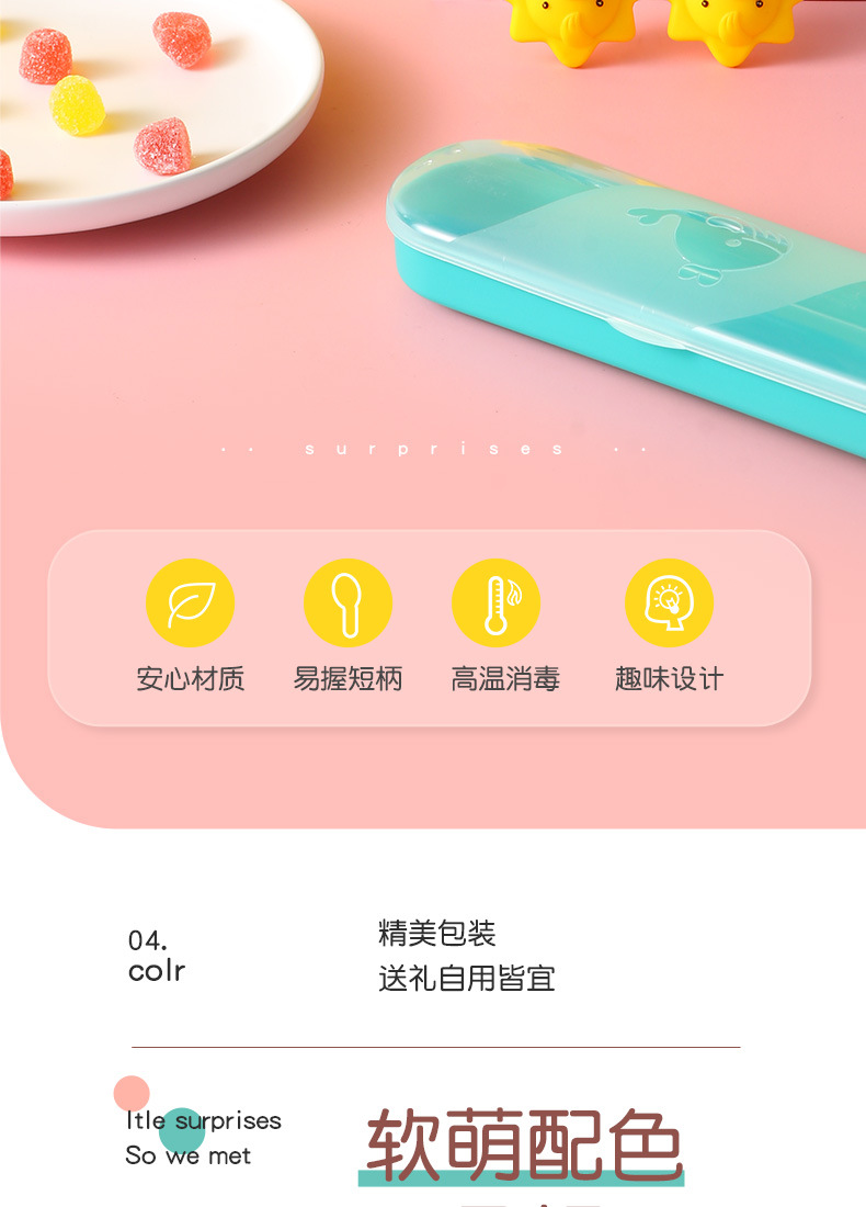 Cartoon Baby Forks and Spoons Set Baby Food Supplement Training Children Tableware Feeding Food Supplement Frog Lion Practice Fork Spoon