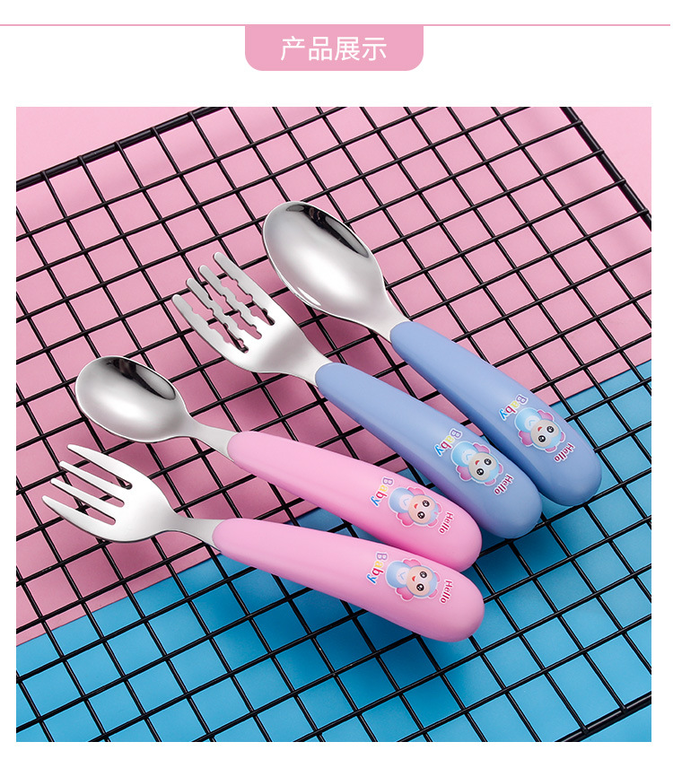 304 Children 's forks and spoons with stainless steel creative portable tableware set chicken forks and spoons for baby tableware 304 Children 's forks and spoons with stainless steel creative portable tableware set chicken forks and spoons for baby tableware