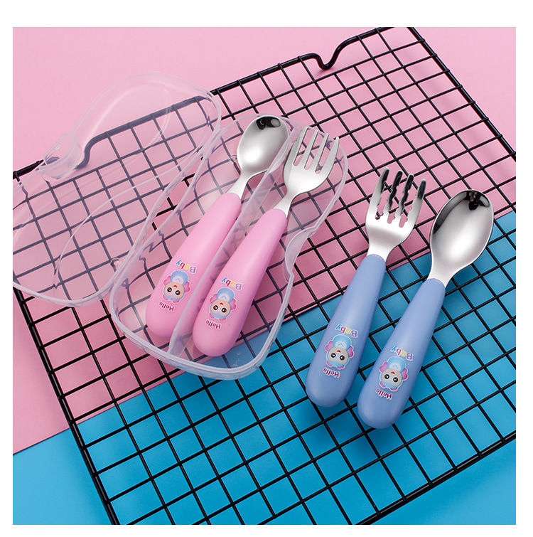 304 Children 's forks and spoons with stainless steel creative portable tableware set chicken forks and spoons for baby tableware 304 Children 's forks and spoons with stainless steel creative portable tableware set chicken forks and spoons for baby tableware