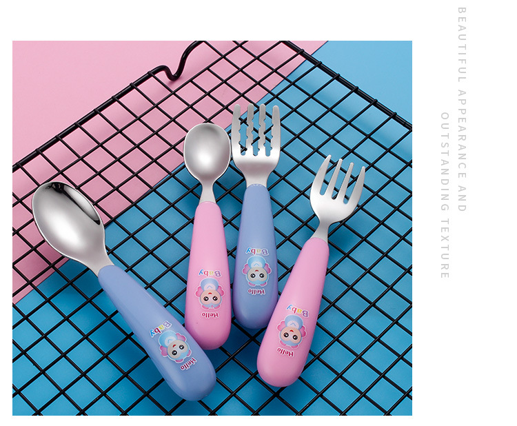 304 Children 's forks and spoons with stainless steel creative portable tableware set chicken forks and spoons for baby tableware 304 Children 's forks and spoons with stainless steel creative portable tableware set chicken forks and spoons for baby tableware