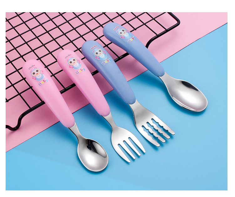 304 Children 's forks and spoons with stainless steel creative portable tableware set chicken forks and spoons for baby tableware 304 Children 's forks and spoons with stainless steel creative portable tableware set chicken forks and spoons for baby tableware