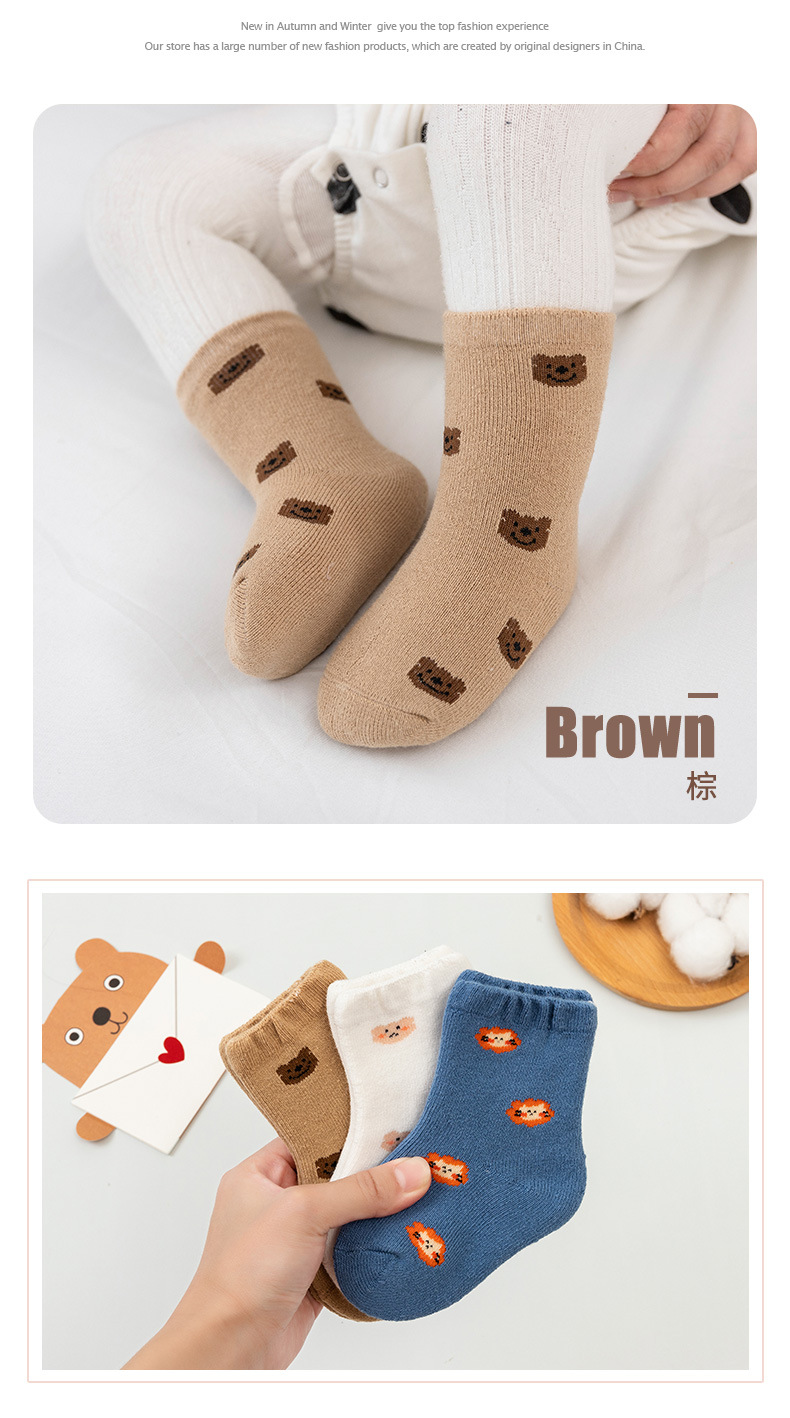 21 Autumn and Winter New Baby and Infant Socks Terry Warm Thickened Medium and Short Stockings Cartoon Cute Children's Socks 21 Autumn and Winter New Baby and Infant Socks Terry Warm Thickened Medium and Short Stockings Cartoon Cute Children's Socks