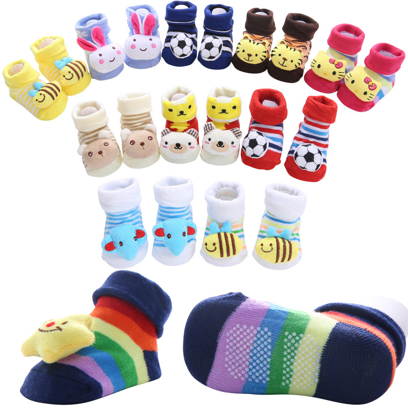 [40 Models Can Be Picked] Cartoon Non-Slip Floor Baby and Infant Socks Foreign Trade Doll Three-Dimensional Children&#039;s Socks