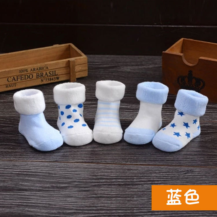 Autumn and Winter New Baby and Infant Socks Cartoon Newborn Cotton Socks Thickened Loose Mouth Children Terry-Loop Hosiery 0-1-3 Years Old