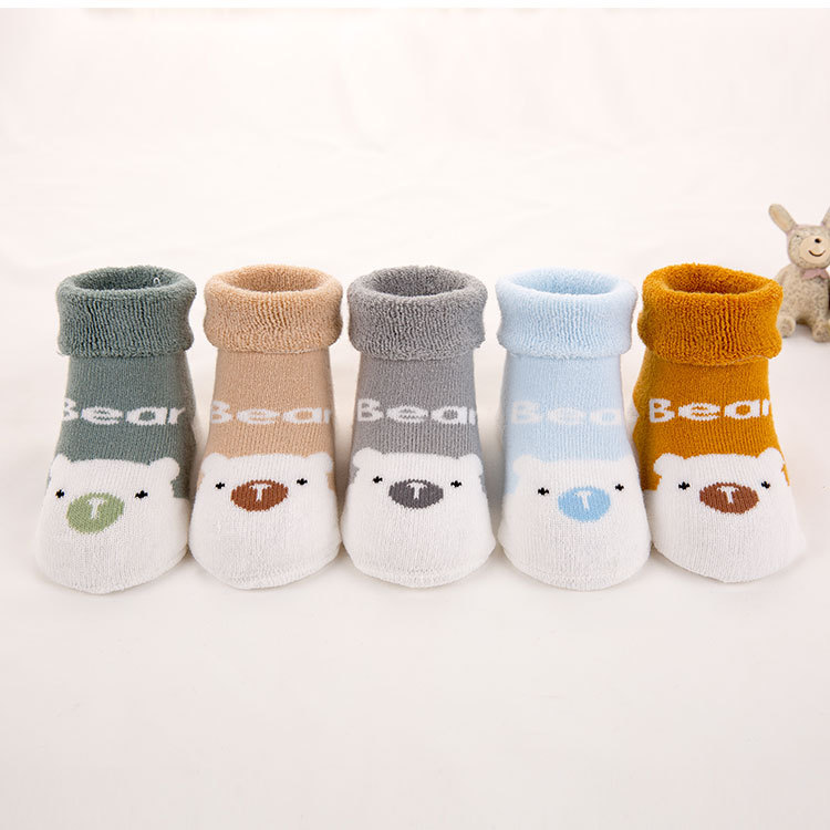 Autumn and Winter New Baby and Infant Socks Cartoon Newborn Cotton Socks Thickened Loose Mouth Children Terry-Loop Hosiery 0-1-3 Years Old